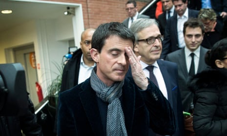 The Socialist prime minister, Manuel Valls, after voting in the second round of the French local elections. Marine Le Pen hailed her party’s best result in a local election as a 'magnificent success'.
