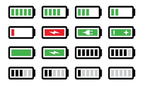 Battery charge vector icons
