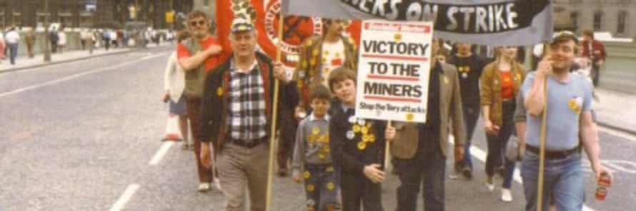 11-year-old Mark Watson and his brother marching. Their dad was NUM Branch Secretary at Silverhill Colliery in Nottinhamshire
