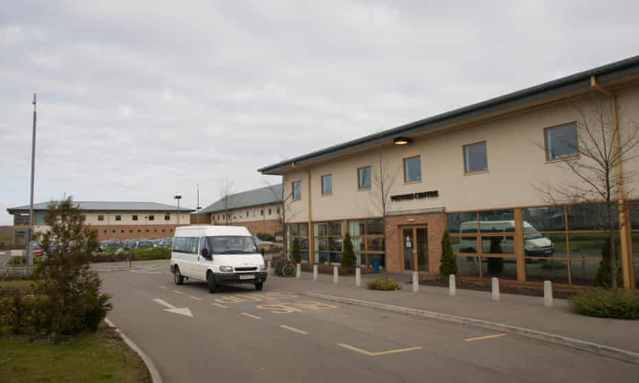 The front entrance of Yarl's Wood immigration removal centre in Bedfordshire.