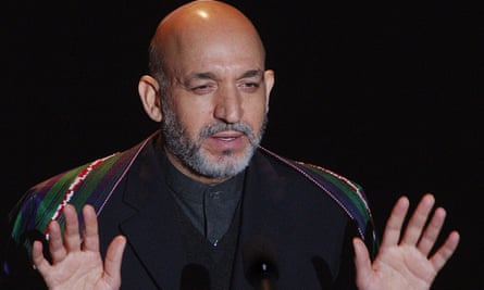 Hamid Karzai accepts the Freedom award from the International Rescue Committee in New York, 2002. The president said he would make security his first priority after he came to power.