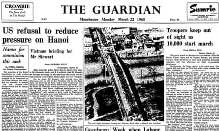 Troopers out of sight as Freedom March from Selma to Montgomery begins, the Guardian 22 March 1965