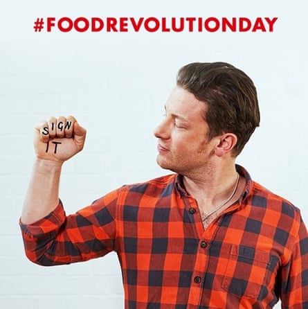 Jamie Oliver and his new hair campaign for healthy food on Instagram.