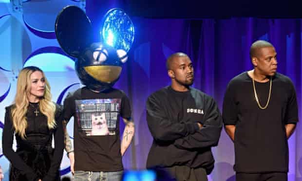 Madonna, Deadmau5, Kanye West, and Jay Z at the Tidal launch in New York.