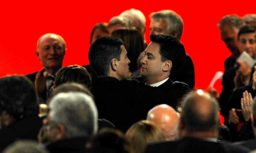 David Miliband embraces his brother Ed after losing to him in the battle for the Labour leadership in 2010. 