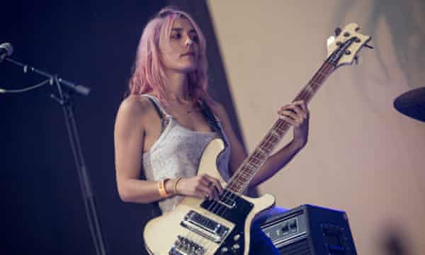 On track: Jenny Lee Lindberg performs at the Roskilde Festival 2014 in Denmark.