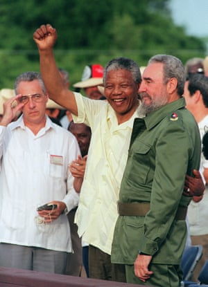 Castro with Nelson Mandela 1991 in Matanzas