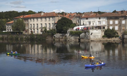 Canoers on the Vienne river in France