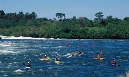 Kayakers on the Nile, Bujagali Falls, Uganda