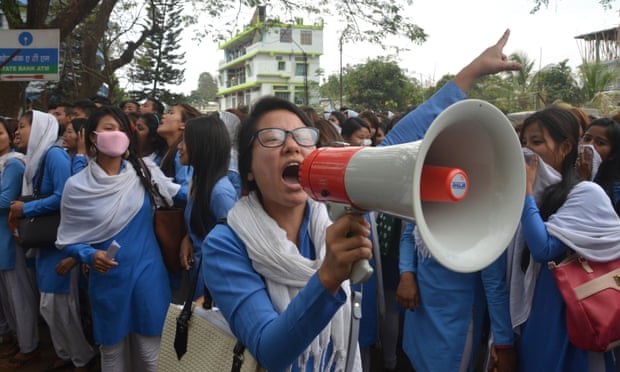 Thousands rallied in Dimapur on 4 March to protest against the rape of a student.