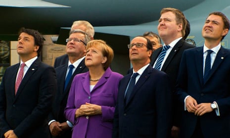Angela Merkel, Francois Hollande and other EU officials, in a still from The Great European Disaster Movie.