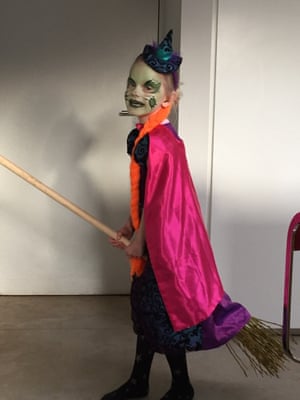 Faith, aged 5 3/4, as the witch from ‘Room on the Broom’