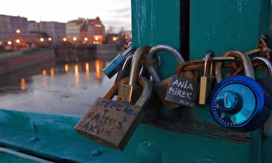 A photo taken on February 12, 2011 shows padlocks on Tumski Bridge, known as the Bridge of Lovers, in Wroclaw.