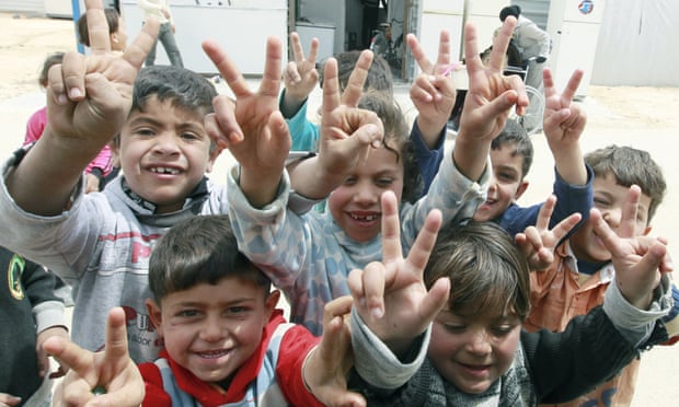 Syrian children in Jordan’s Zata’ari refugee camp, where 46,775 children now live.