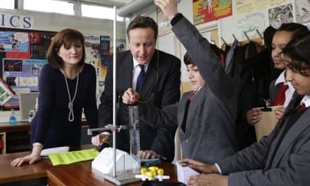 David Cameron and Nicky Morgan visit a London school in February.