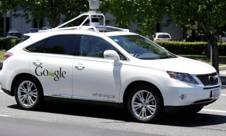 A Google self-driving car goes on a test drive in Mountain View, Calif.
