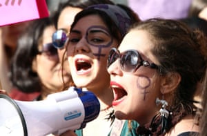 Turkish women shout slogans during a rally to mark  International Women's Day in Ankara
