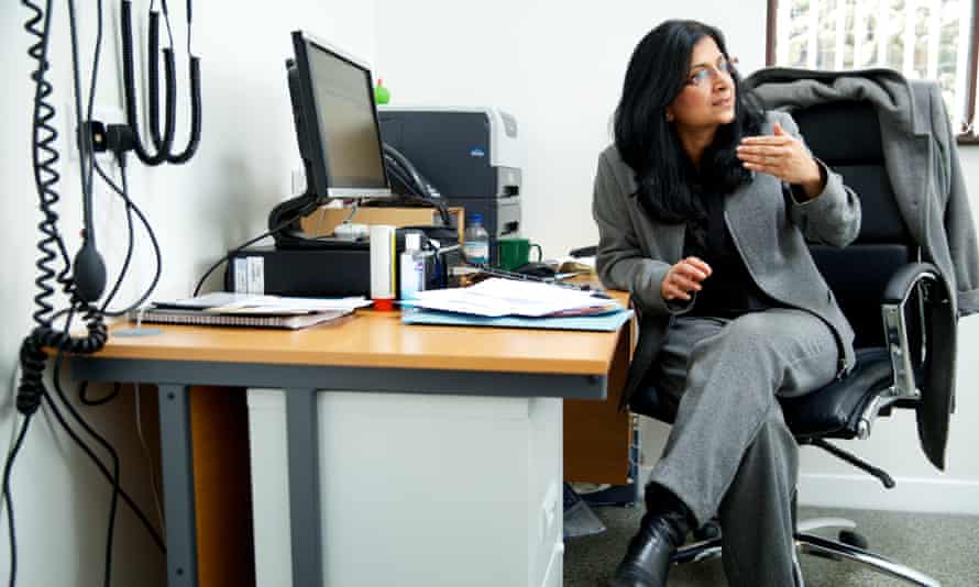 Veena Jha in her consulting room at Manor House GP surgery in Glossop.