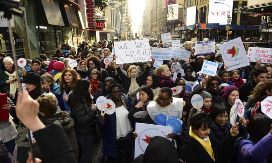 The International Women's Day march in New York.