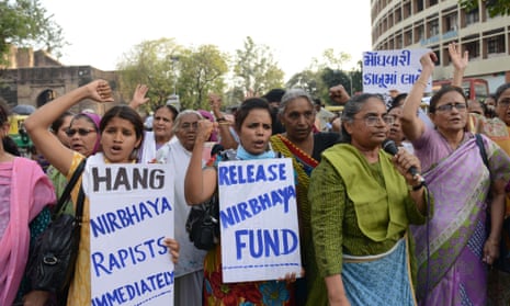 Indian women demonstrate for women's safety and equality, and call for severe punishment of men convicted of rape, on 7 March in Ahmedabad, the eve of International Women's Day.