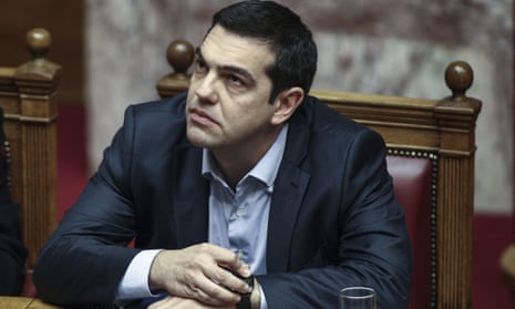 The Greek prime minister, Alexis Tsipras, in a special session of parliament.