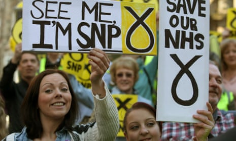 SNP supporters in Stirling as the party leader, Nicola Sturgeon, arrives on the campaign trail.