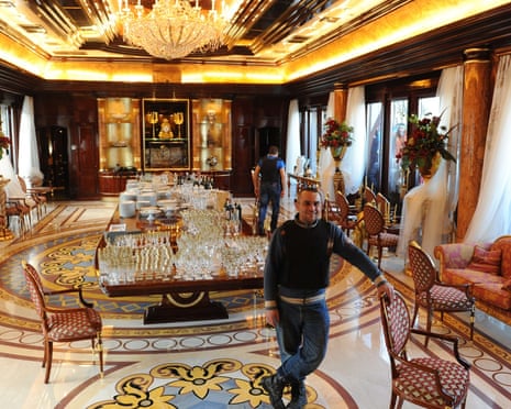 A Ukraininan activist inside the Mezhyhirya, the lavish private residence of ousted president Viktor Yanukovych, in February 2014