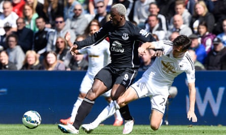 Jack Cork tackles Everton's Arouna Koné in another impressive performance as the shield in front of Swansea City's back four.