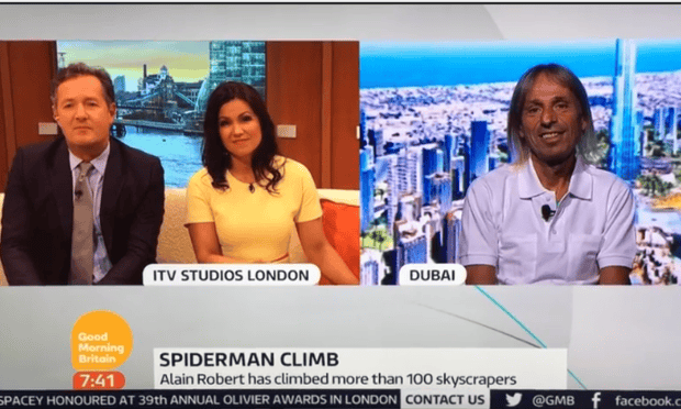 Good Morning Britain: Piers Morgan and Susanna Reid interview French climber Alain Robert