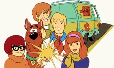 Scooby Doo and the gang with their van.