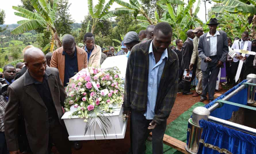 The funeral of Anjela Nyokabi, who was killed during the attack on Garissa University, in her home village of Kiambu on 10 April 2015.