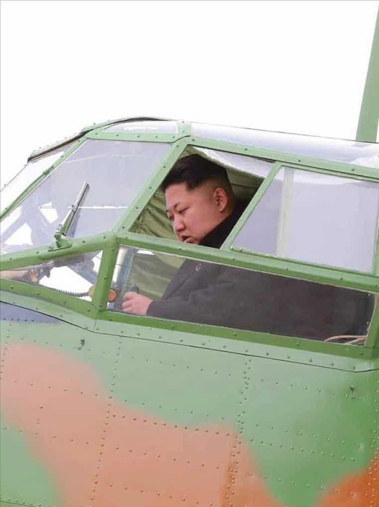 Kim Jong-un conducts takeoff and landing tests of a light aircraft at a military machine plant in North Korea