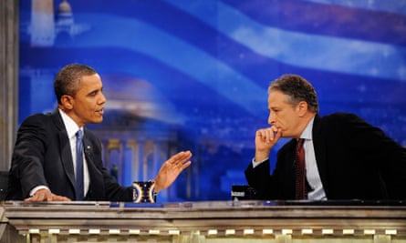 Jon Stewart gave Barack Obama one of his toughest interviews, suggesting his 2008 election slogan should have been ‘Yes we can, but…’