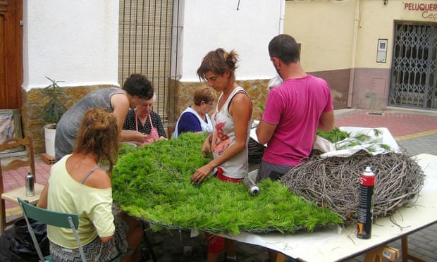 Villagers and artists at work in Fanzara, Spain.