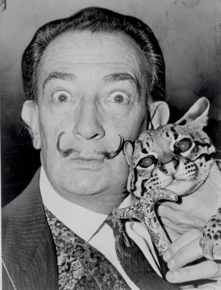 Puddy … Salvador Dalí and his pet ocelot.