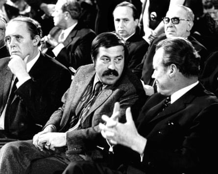 Günter Grass (centre) with then German chancellor Willy Brandt (right) and his colleague Heinrich Böll (left) during the first congress of the German Writers' Association in Stuttgart, January 1970.