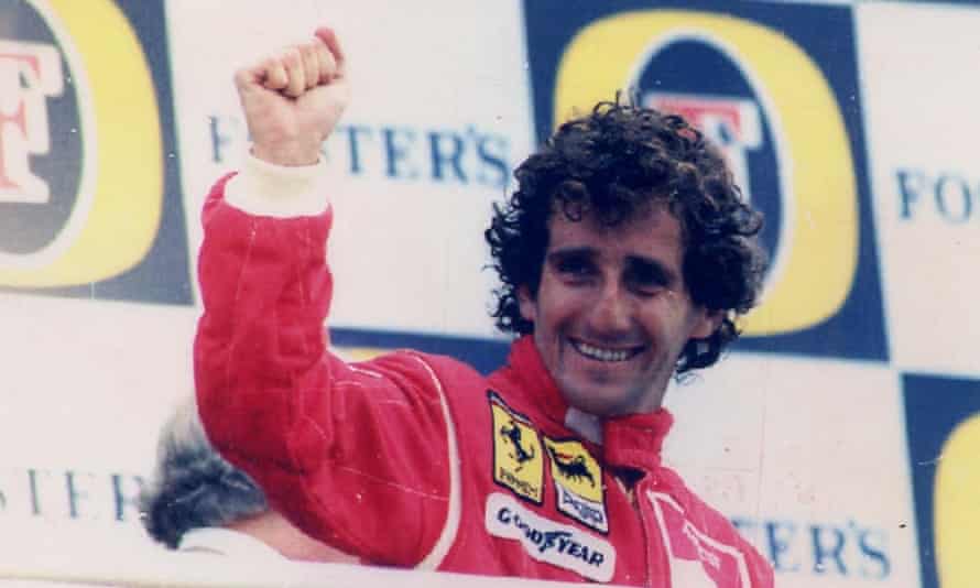 Alain Prost after winning the British grand prix in 1990.