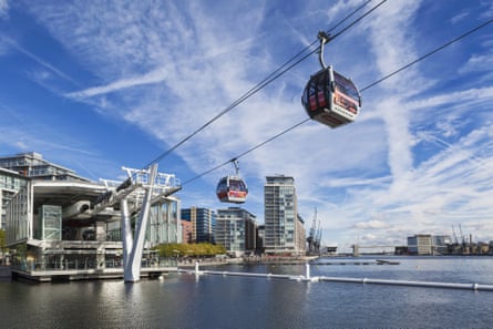 The Emirates Air Line cable car, which links the O2 in Greenwich to the Royal Docks and has cost the public at least £23m.