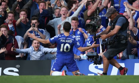 Eden Hazard of Chelsea celebrates scoring the opener.