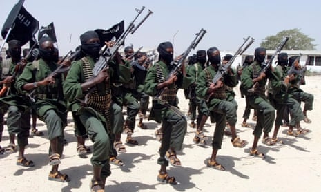 Al-Shabaab fighters train at their base south of the Somali capital of Mogadishu