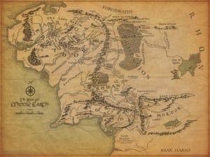 Map Of Middle-earth, hand-drawn by Tolkien.