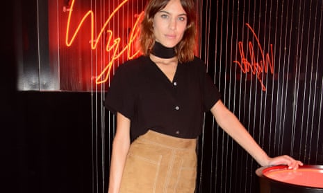 Alexa Chung wearing Mark's & Spencer's suede cowgirl skirt.