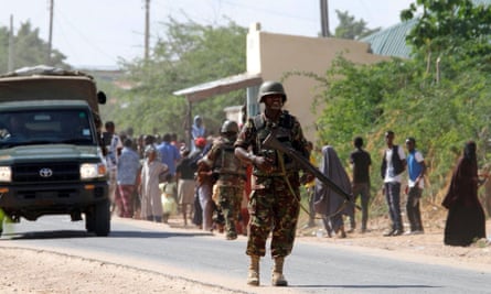 Military secure the area outside Garissa University College.