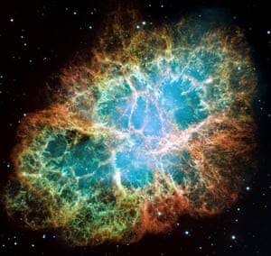 This composite image of the Crab Nebula was assembled from 24 individual exposures. It is one of the largest images taken by Hubble and is the highest resolution image ever made of the entire Crab Nebula, <br>a six-light-year-wide expanding remnant of a star’s supernova explosion. 