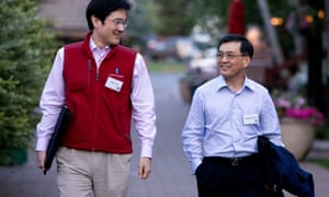 Lee Jae-yong, left and Samsung colleague Oh-hyun Kwon arrive for a morning session at the 26th annual Allen & Co. Media and Technology Conference in Sun Valley, Idaho, in 2008.