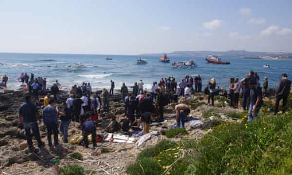 The rescue operation on Rhodes after a vessel carrying migrants ran aground on Monday.