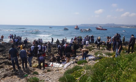 The rescue operation on Rhodes after a vessel carrying migrants ran aground on Monday.