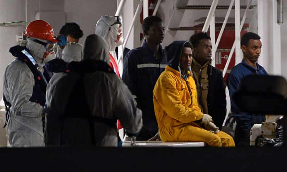 Rescued migrants off the Libyan coast