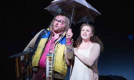 Roland Wood as Papageno and Devon Guthrie as Pamina in The Magic Flute directed by Simon McBurney.
