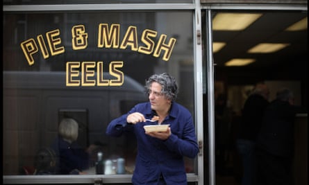 Giorgio Locatelli, Chef, photographed in his favourite pie and mash shop in Camden.